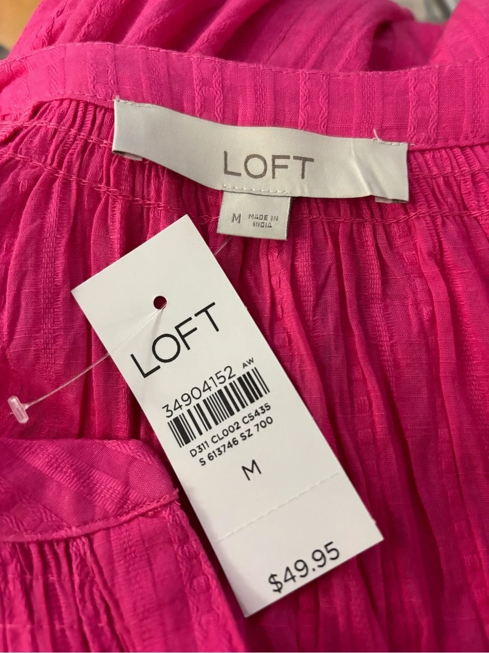 LOFT Bright Fuchsia Button-Front Flutter Sleeve Blouse - Picture 4 of 4